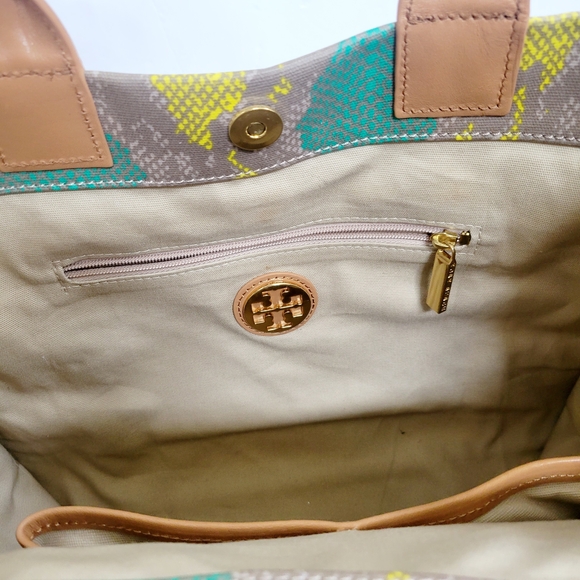 Tory Burch Multicolor Snake Printed Coated Canvas and Leather Handles Ella Tote - Picture 10 of 13